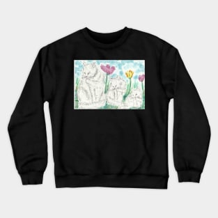 Cat family  bath time  art Crewneck Sweatshirt